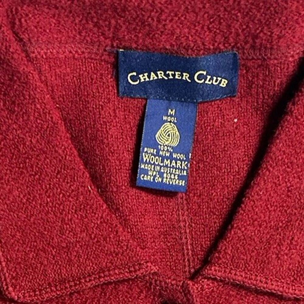 Vtg Charter Club Womens Sz M Red 100% Wool Cardigan Sweater Pockets Preppy Cozy - Picture 8 of 9